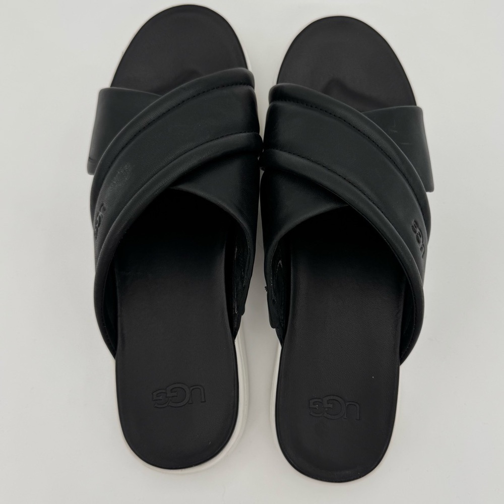 UGG Zayne Crossband Leather Platform Slide Sandals Women’s Size 9